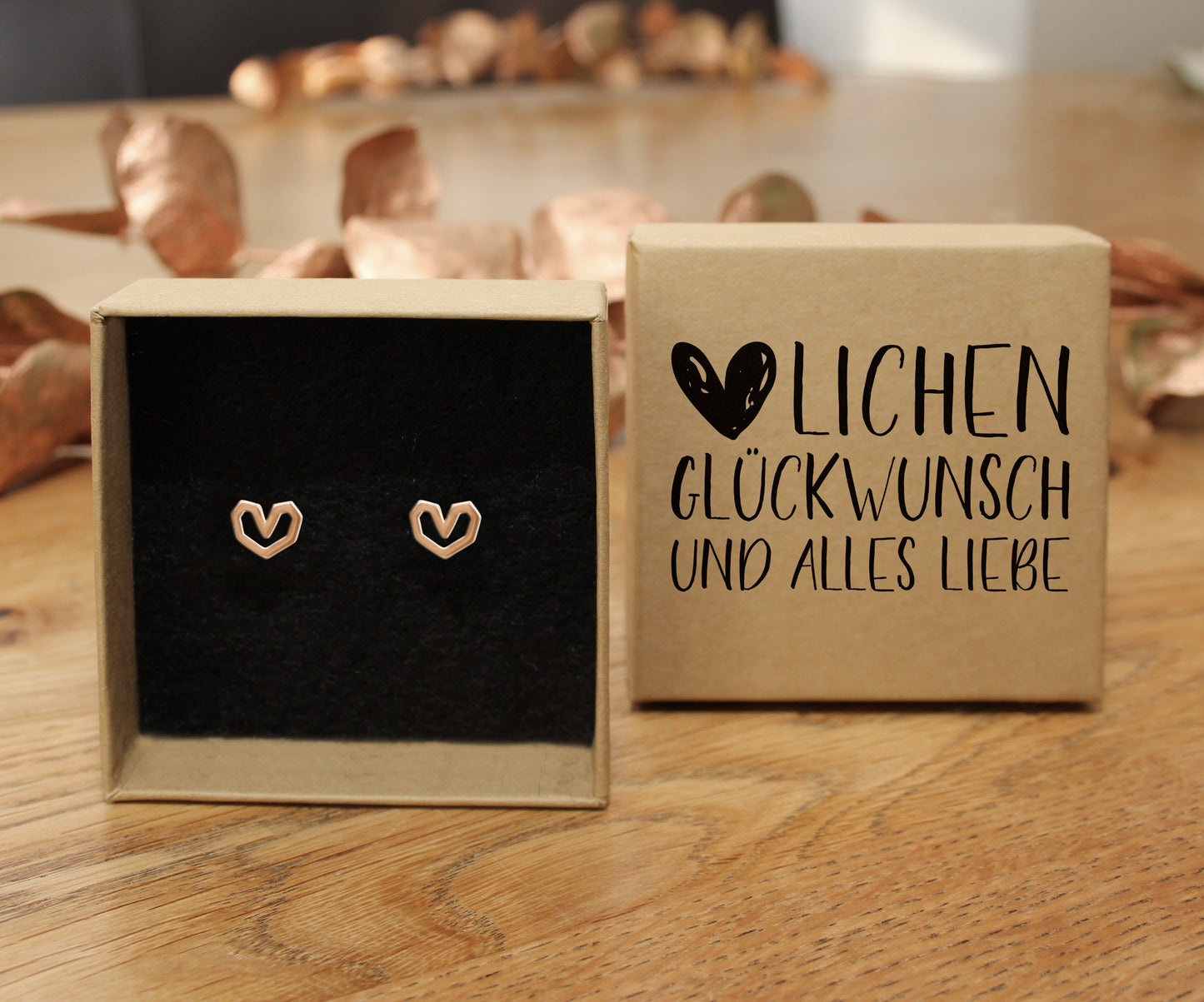 Herz Ohrstecker 925 Silber rosevergoldet