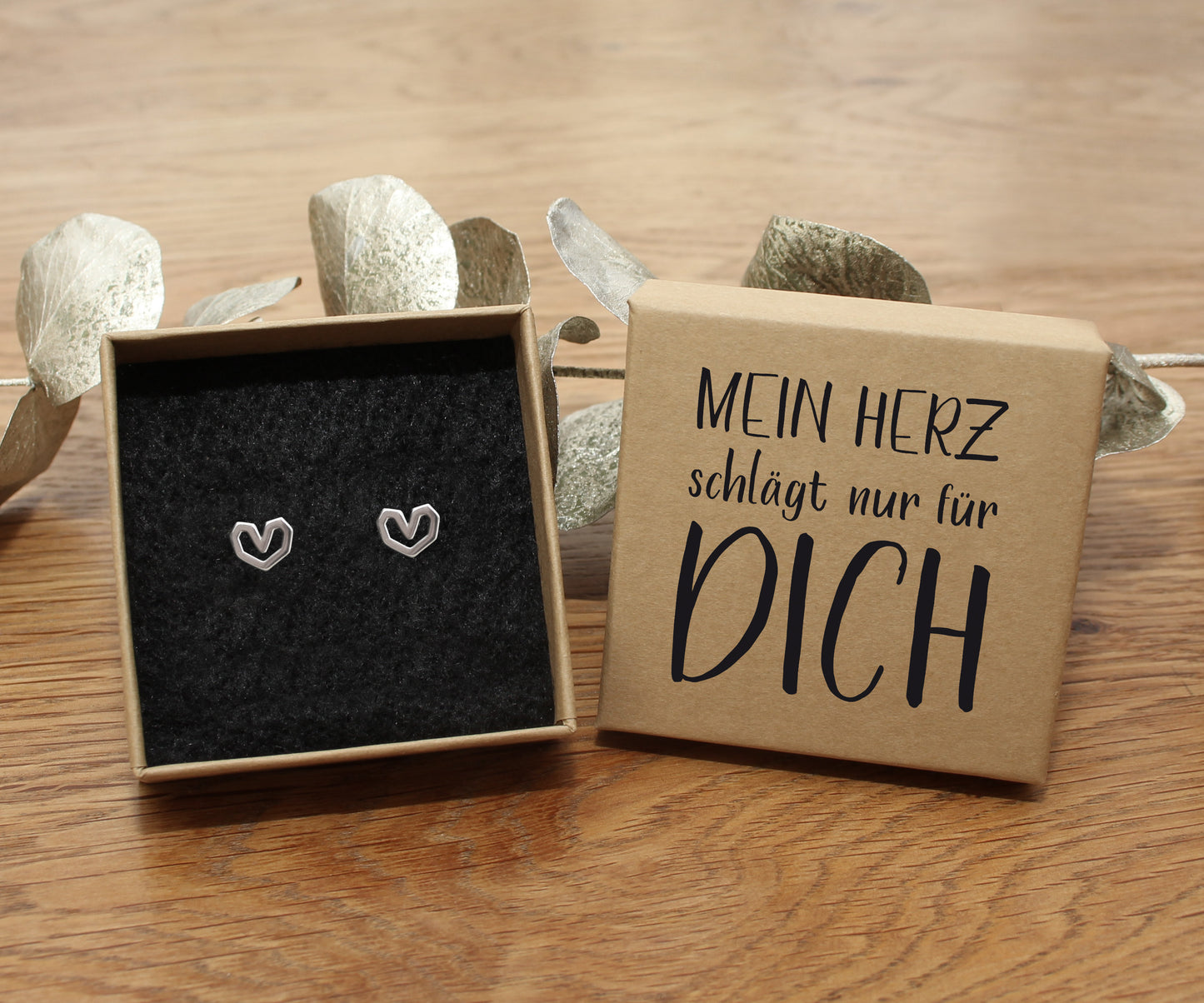 Herz Ohrstecker 925 Silber glänzend