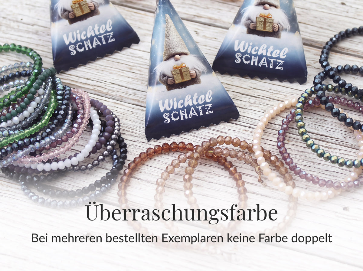 Adventskalender Set 24 Stück – Wichtel Schatz mit Glasperlen Armbändern
