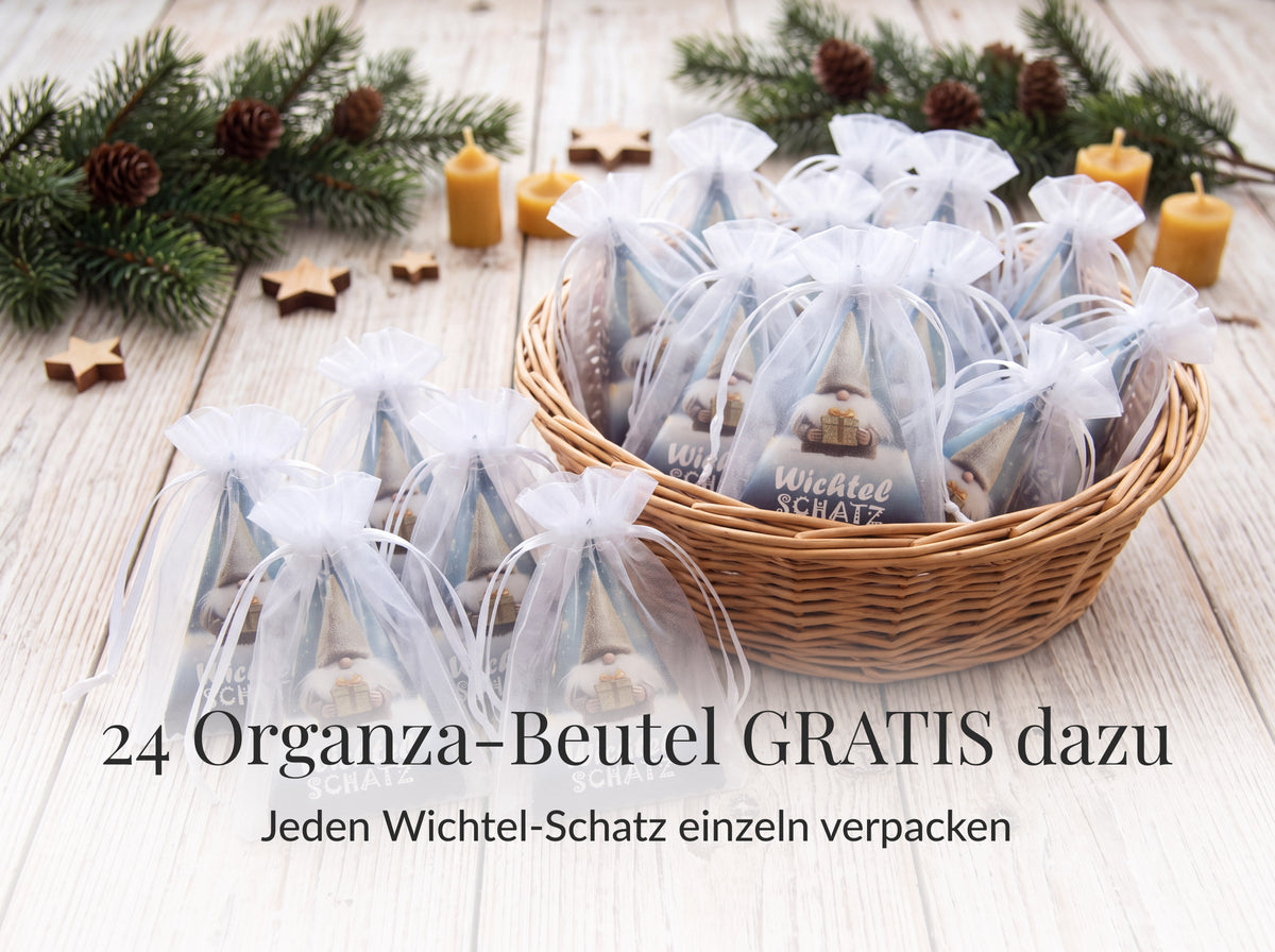 Adventskalender Set 24 Stück – Wichtel Schatz mit Glasperlen Armbändern
