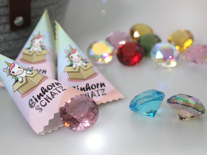 Einhorn Schatz Mystery Box für Mädchen | Glitzer Armband oder Glas Diamant | Mitgebsel & Adventskalender Geschenk