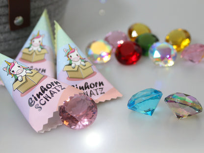 Einhorn Schatz Mystery Box für Mädchen | Glitzer Armband oder Glas Diamant | Mitgebsel & Adventskalender Geschenk