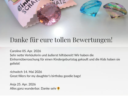 Einhorn Schatz Mystery Box für Mädchen | Glitzer Glas Diamant | Mitgebsel & kleine Geschenkidee für die Schnitzeljagd