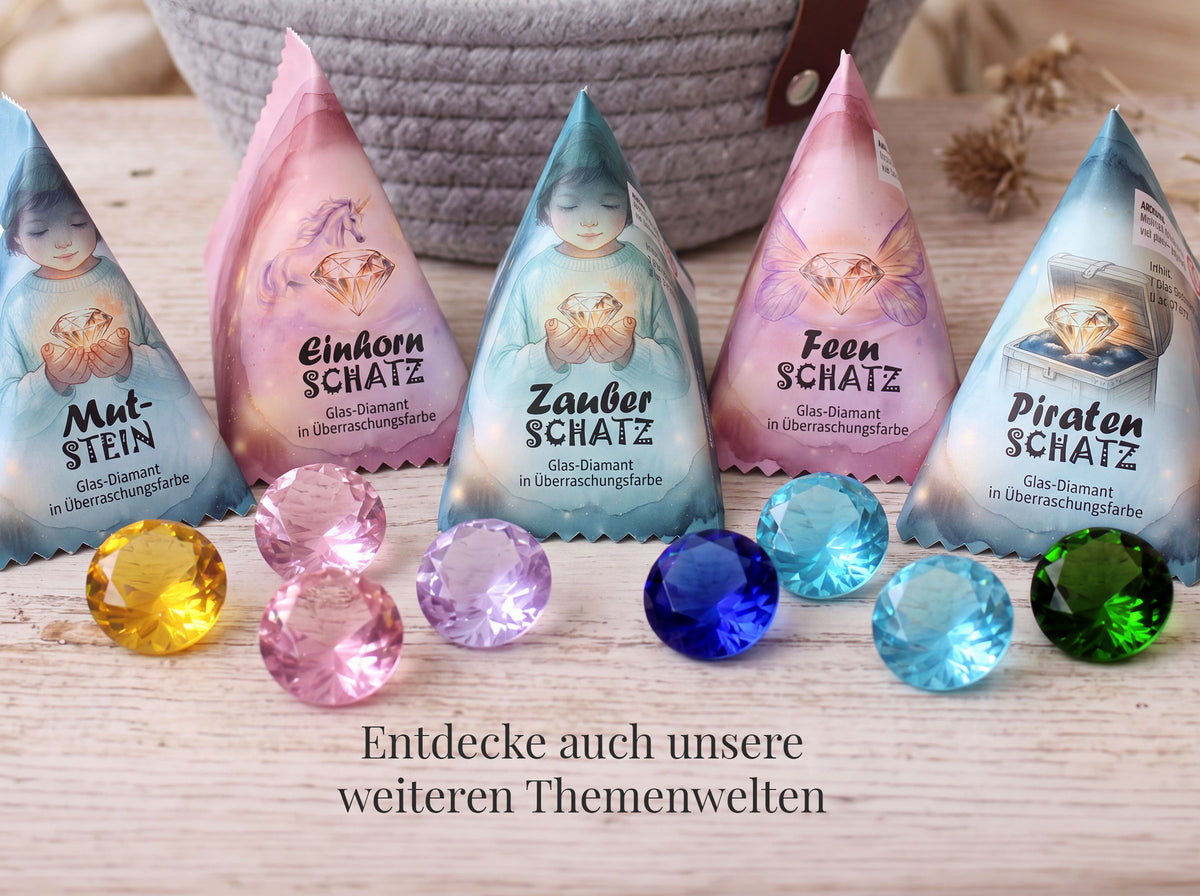 Feen-Schatz für Schatzsuche | Gastgeschenk Kindergeburtstag | Mitgebsel Feenparty | Glasdiamant | Schatzkiste füllen