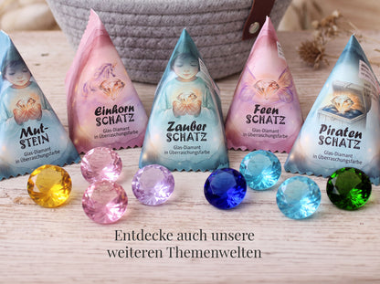 Feen-Schatz für Schatzsuche | Gastgeschenk Kindergeburtstag | Mitgebsel Feenparty | Glasdiamant | Schatzkiste füllen