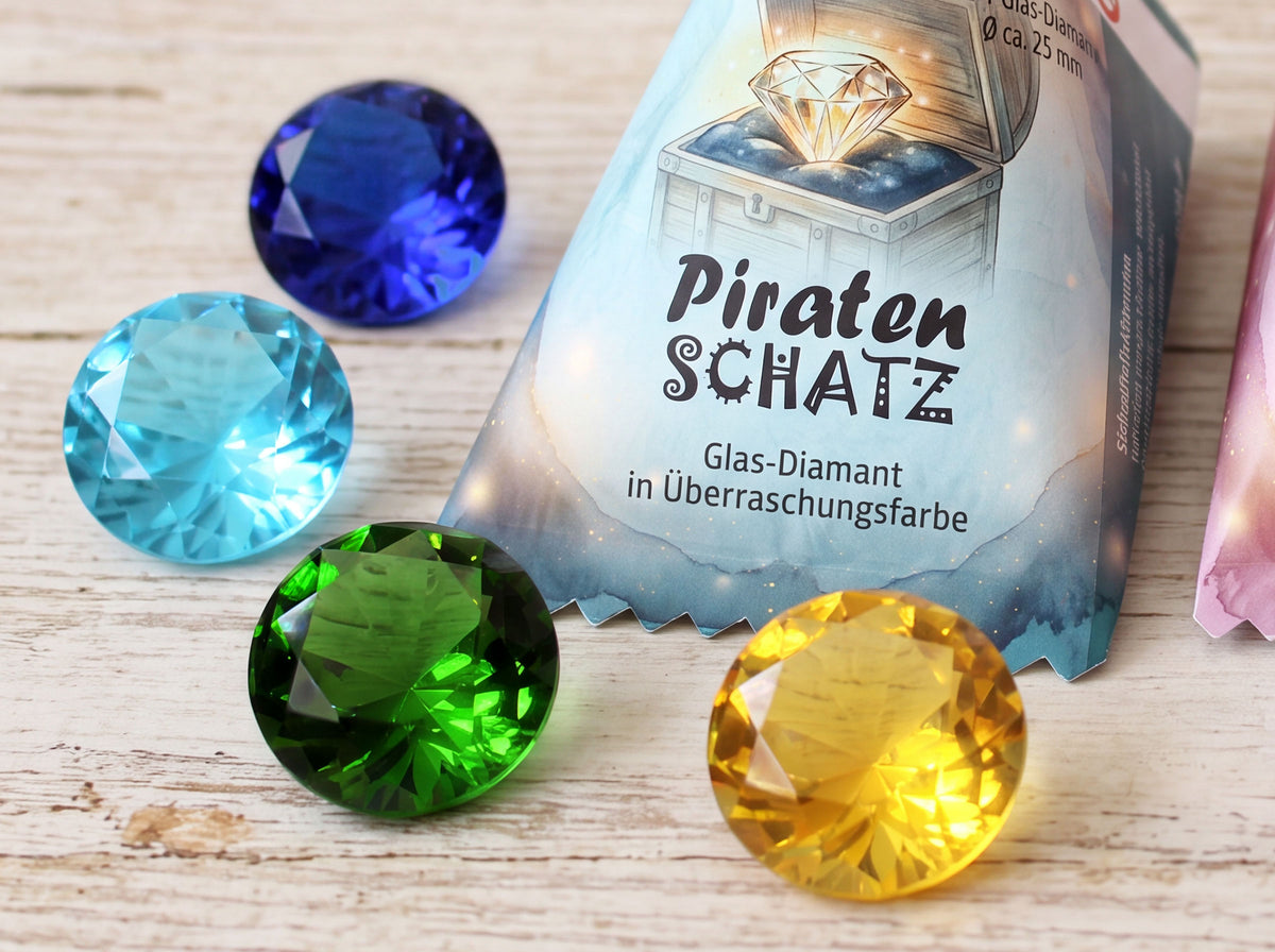 Piraten-Schatz für Schatzsuche | Gastgeschenk Kindergeburtstag | Mitgebsel Piratenparty | Glasdiamant | Schatzkiste füllen