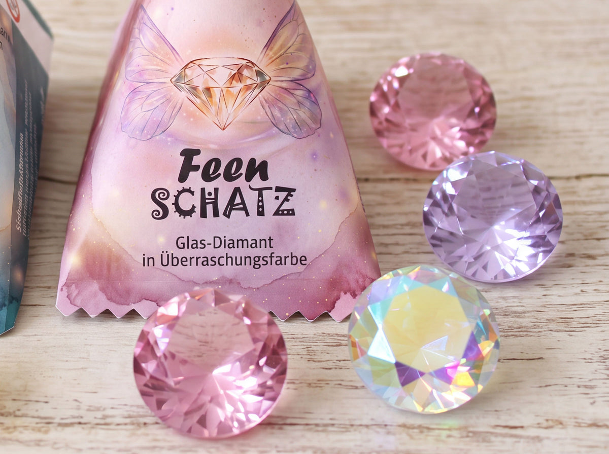 Feen-Schatz für Schatzsuche | Gastgeschenk Kindergeburtstag | Mitgebsel Feenparty | Glasdiamant | Schatzkiste füllen