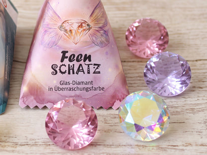 Feen-Schatz für Schatzsuche | Gastgeschenk Kindergeburtstag | Mitgebsel Feenparty | Glasdiamant | Schatzkiste füllen