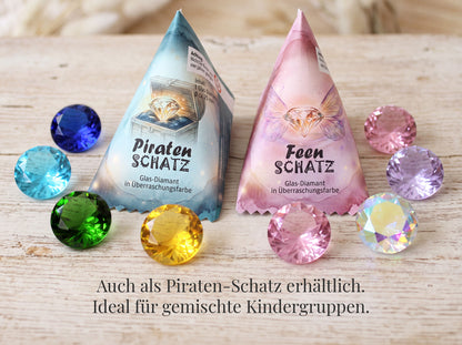 Feen-Schatz für Schatzsuche | Gastgeschenk Kindergeburtstag | Mitgebsel Feenparty | Glasdiamant | Schatzkiste füllen