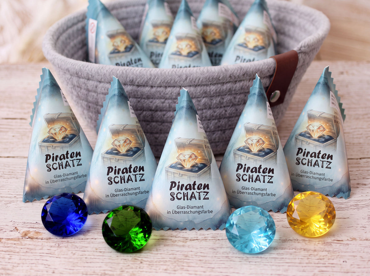 Piraten-Schatz für Schatzsuche | Gastgeschenk Kindergeburtstag | Mitgebsel Piratenparty | Glasdiamant | Schatzkiste füllen