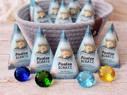Piraten-Schatz für Schatzsuche | Gastgeschenk Kindergeburtstag | Mitgebsel Piratenparty | Glasdiamant | Schatzkiste füllen