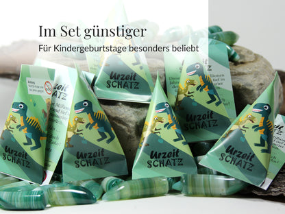Dino Party Mitgebsel Set – Dinosaurier Kindergeburtstag Gastgeschenk – Urzeit Schatz Achat Zahn – plastikfrei Naturstein