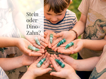 Dino Party Mitgebsel Set – Dinosaurier Kindergeburtstag Gastgeschenk – Urzeit Schatz Achat Zahn – plastikfrei Naturstein